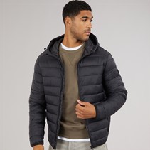 JACK & JONES Mens Bradley Hooded Puffer Coat Black