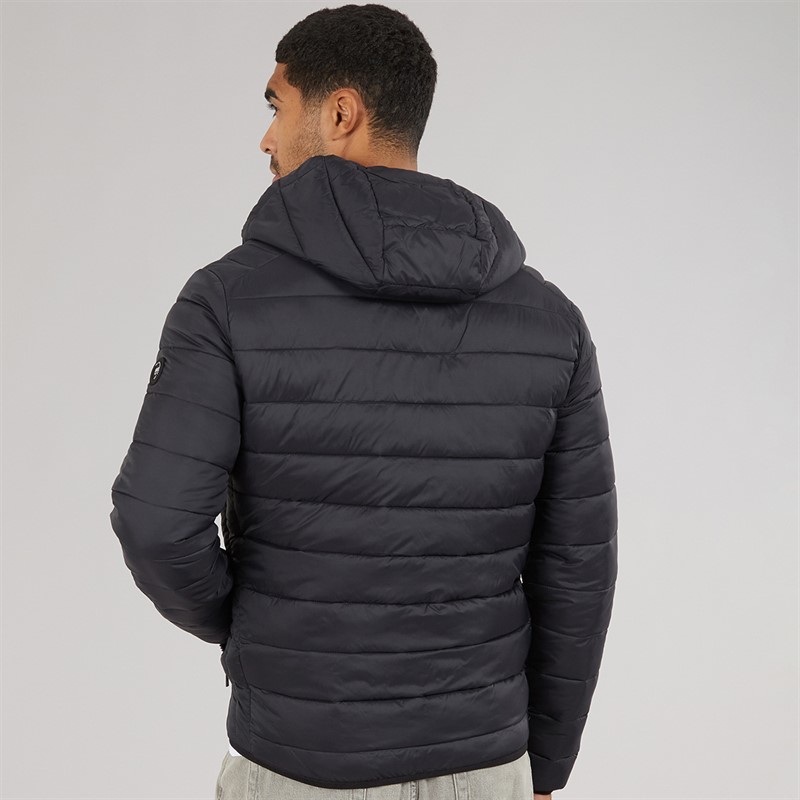 JACK & JONES Mens Bradley Hooded Puffer Coat Black