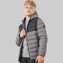 JACK & JONES Boys Bradley Light Puffer Jacket Castlerock/Black