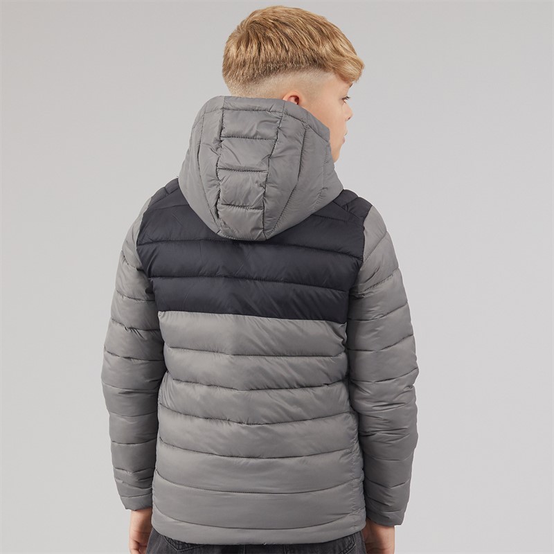 JACK & JONES Boys Bradley Light Puffer Jacket Castlerock/Black