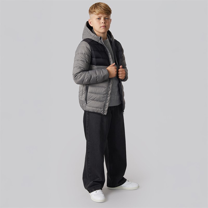 JACK & JONES Boys Bradley Light Puffer Jacket Castlerock/Black