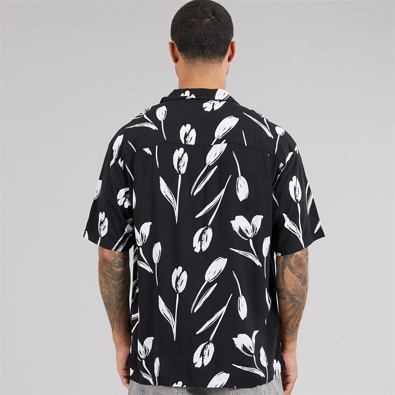 JACK & JONES Mens Jeff Charge Resort Short Sleeve Shirt Black