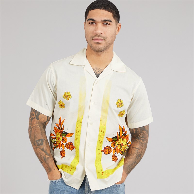 JACK & JONES Mens Sean Resort Short Sleeve Shirt Fields Of Rye