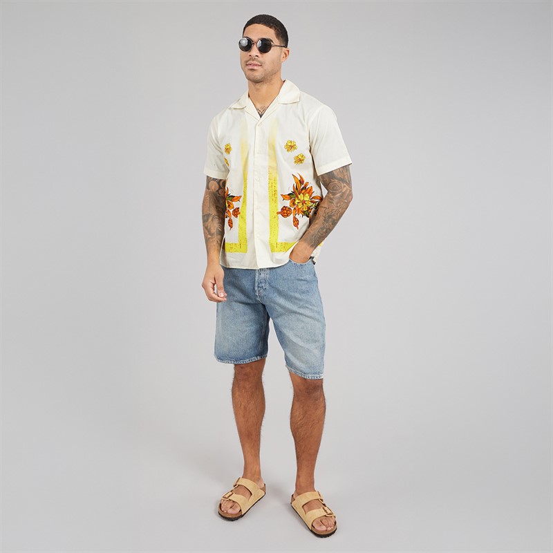 JACK & JONES Mens Sean Resort Short Sleeve Shirt Fields Of Rye