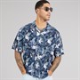JACK & JONES Mens Jeff Tropical Resort Short Sleeve Shirt Sky Captain