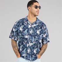 JACK & JONES Mens Jeff Tropical Resort Short Sleeve Shirt Sky Captain