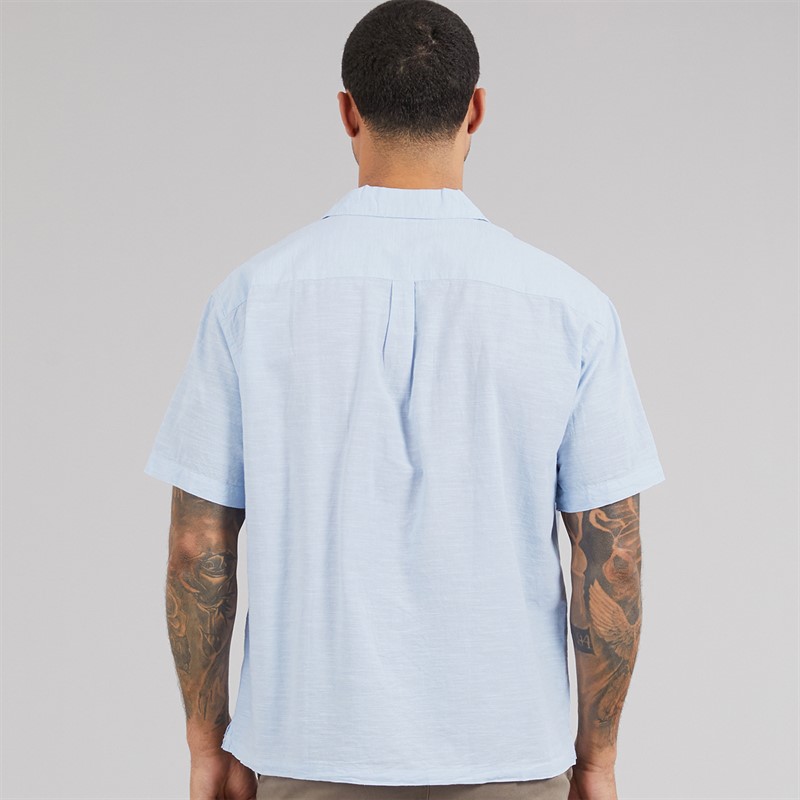 JACK & JONES Mens Summer Resort Short Sleeve Shirt Chambray Blue