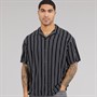 JACK & JONES Mens Jeff Stripe Resort Short Sleeve Shirt Black