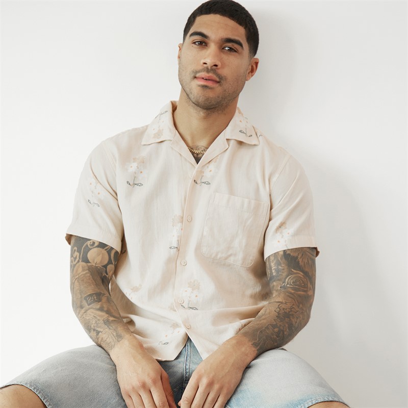 JACK & JONES Mens Mateo Resort Short Sleeve Shirt Moonbeam