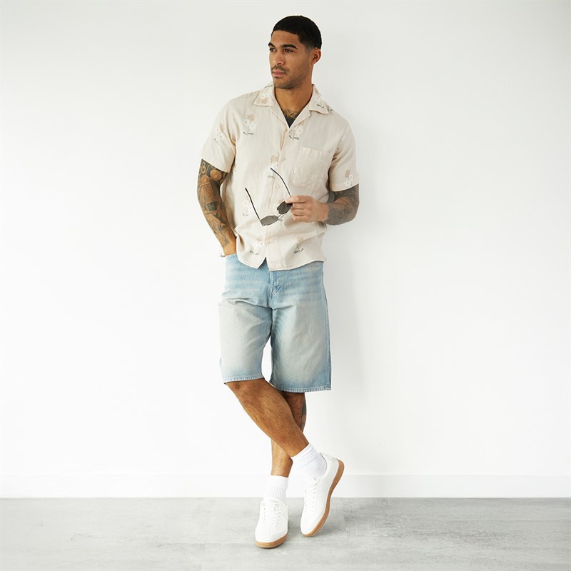 JACK & JONES Mens Mateo Resort Short Sleeve Shirt Moonbeam