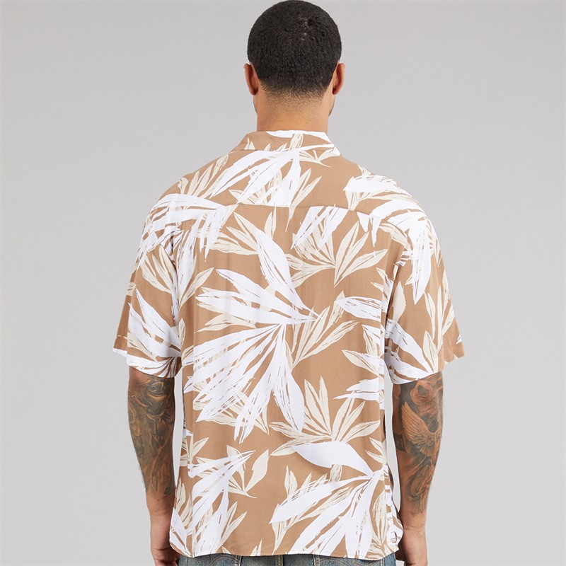JACK & JONES Mens Jeff Tropical Resort Short Sleeve Shirt Coriander