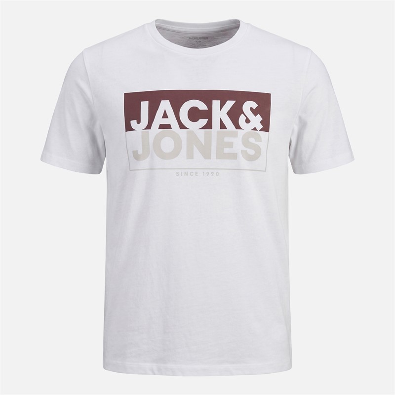 JACK & JONES Mens Josh Five Pack T-Shirts Port Royale/Black/White/Asphalt/Falcon