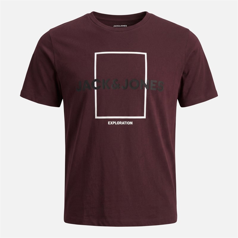JACK & JONES Mens Josh Five Pack T-Shirts Port Royale/Black/White/Asphalt/Falcon