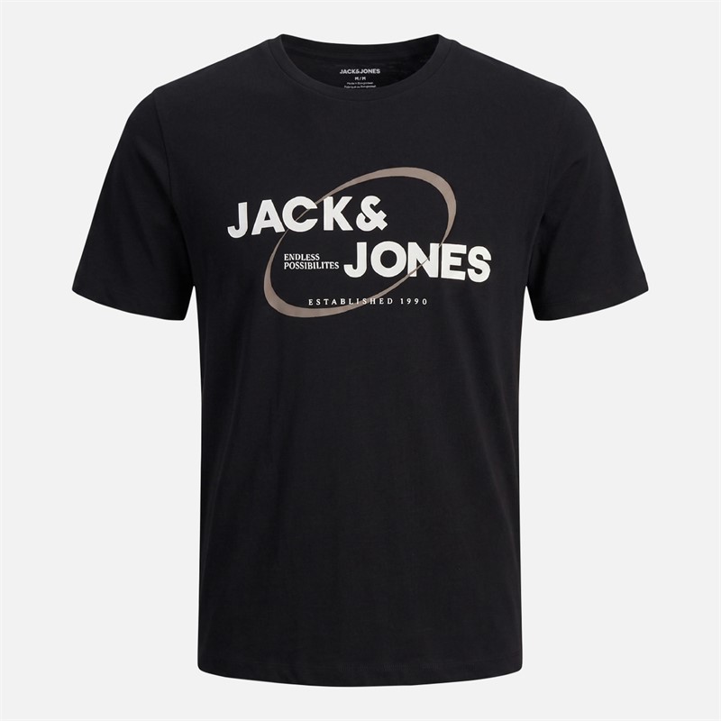 JACK & JONES Mens Josh Five Pack T-Shirts Port Royale/Black/White/Asphalt/Falcon