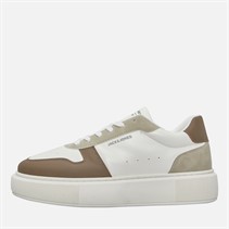 JACK & JONES Mens Cobra PU Combo Trainers White/Plaza Taupe