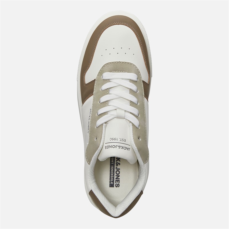JACK & JONES Mens Cobra PU Combo Trainers White/Plaza Taupe
