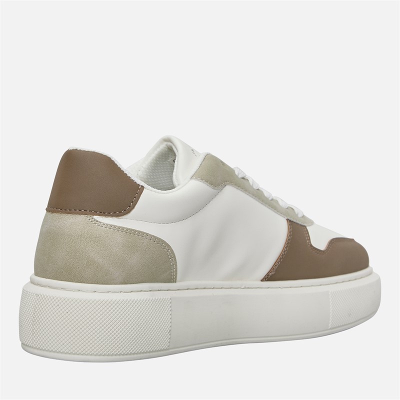 JACK & JONES Mens Cobra PU Combo Trainers White/Plaza Taupe