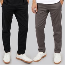 JACK & JONES Mens Two Pack Relaxed Kane Dave Chinos Black/Asphalt