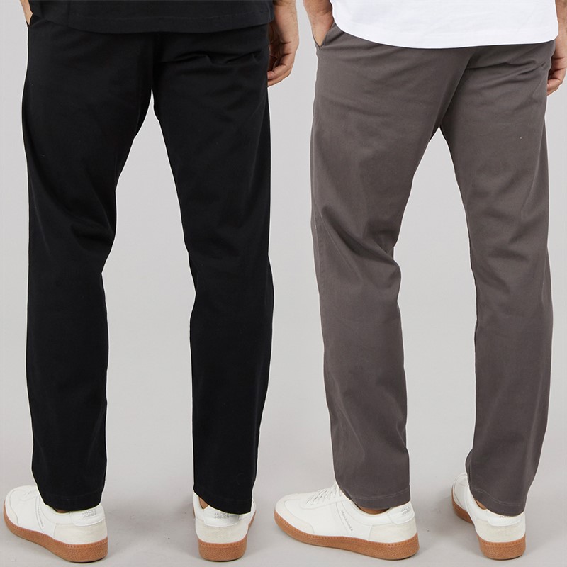 JACK & JONES Mens Two Pack Relaxed Kane Dave Chinos Black/Asphalt