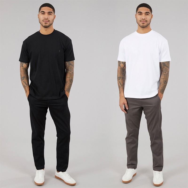 JACK & JONES Mens Two Pack Relaxed Kane Dave Chinos Black/Asphalt