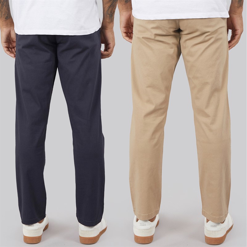 JACK & JONES Mens Two Pack Relaxed Kane Dave Chinos Navy/Crockery