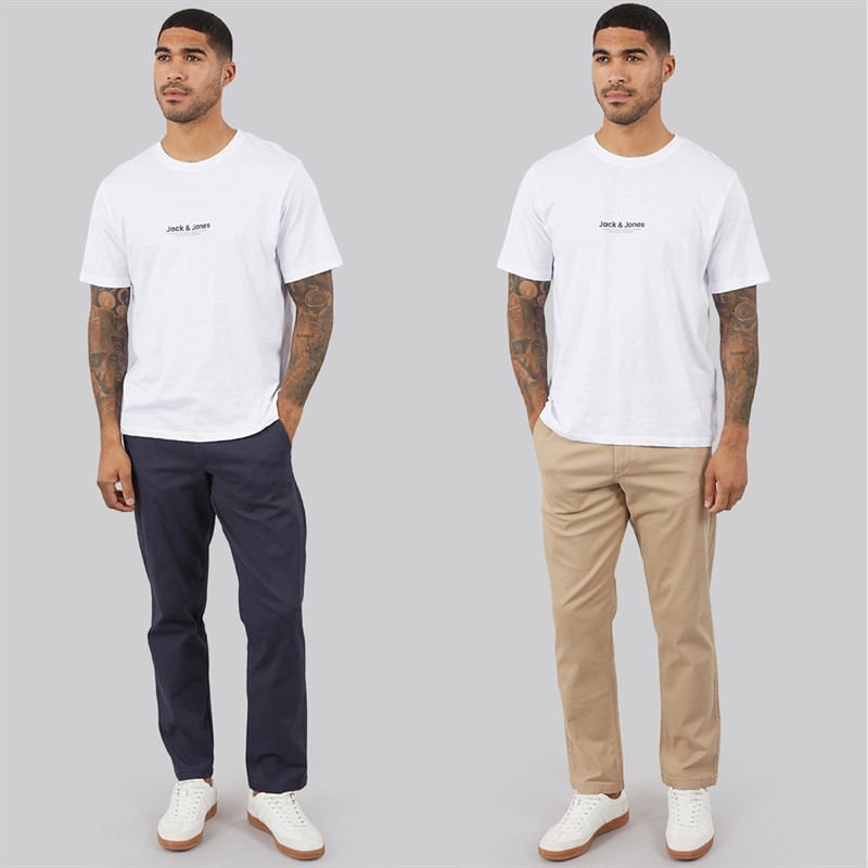 JACK & JONES Mens Two Pack Relaxed Kane Dave Chinos Navy/Crockery