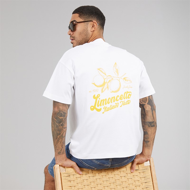 JACK & JONES Herren Limencello T-Shirt Bright White Limencello