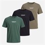 JACK & JONES Boys Haris Three Pack T-Shirts Black/Falcon/Magical Forest