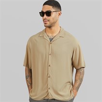 JACK & JONES Mens Jeff Solid Resort Short Sleeve Shirt Coriander