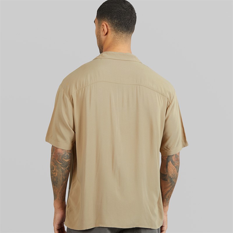 JACK & JONES Mens Jeff Solid Resort Short Sleeve Shirt Coriander