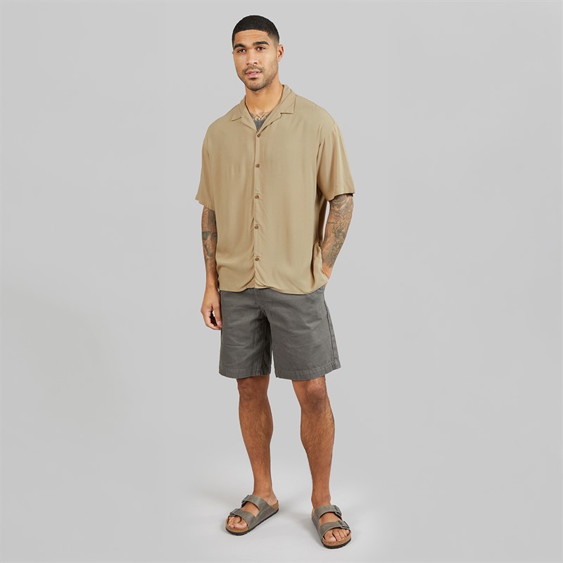 JACK & JONES Mens Jeff Solid Resort Short Sleeve Shirt Coriander