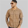 JACK & JONES Mens Summer Luke Anglaise Resort Short Sleeve Shirt Mocha Meringue