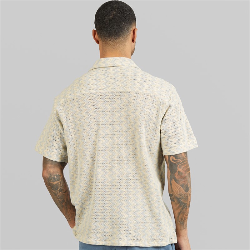 JACK & JONES Mens Summer Luke Texture Resort Short Sleeve Shirt Skyway
