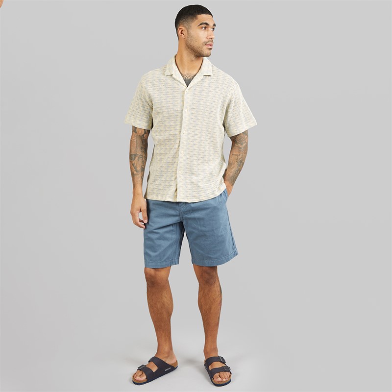 JACK & JONES Mens Summer Luke Texture Resort Short Sleeve Shirt Skyway