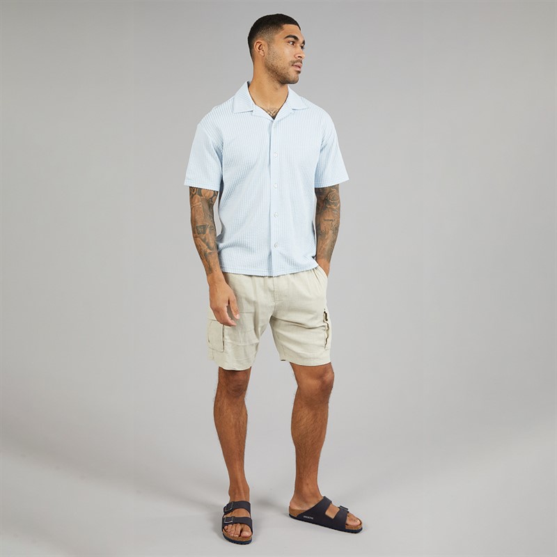 JACK & JONES Mens Summer Stripe Short Sleeve Shirt Skyway