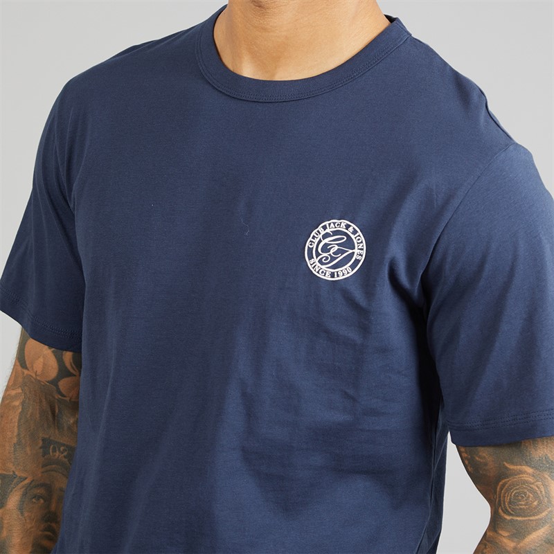 JACK & JONES Mens Alliance Crew Neck T-Shirt Navy Blazer