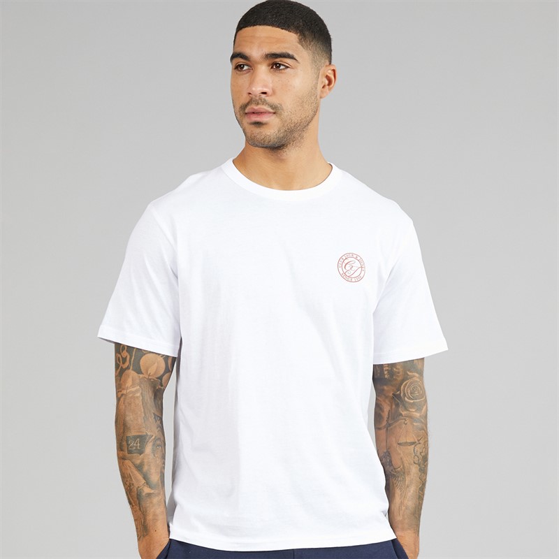 JACK & JONES Mens Alliance Crew Neck T-Shirt Bright White
