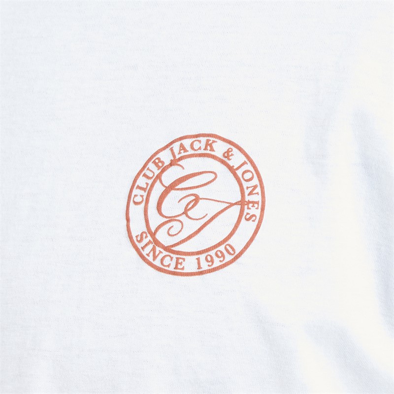 JACK & JONES Mens Alliance Crew Neck T-Shirt Bright White