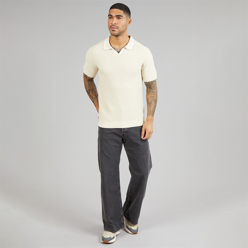 JACK & JONES Mens Cceaston Split Neck Polo Shirt Whitecap Gray