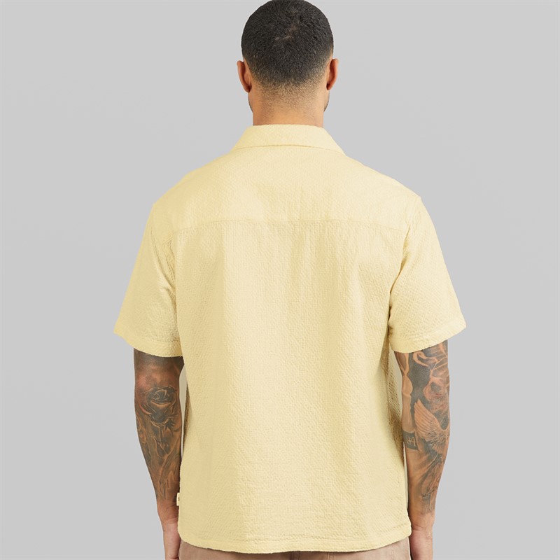 JACK & JONES Mens Tavira Texture Short Sleeve Shirt Antique White