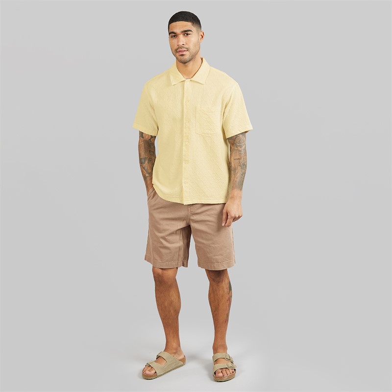 JACK & JONES Mens Tavira Texture Short Sleeve Shirt Antique White