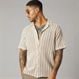 JACK & JONES Mens Summer Luke Texture Resort Short Sleeve Shirt Mocha Meringue