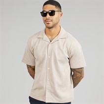 JACK & JONES Mens Summer Stripe Short Sleeve Shirt Mocha Meringue