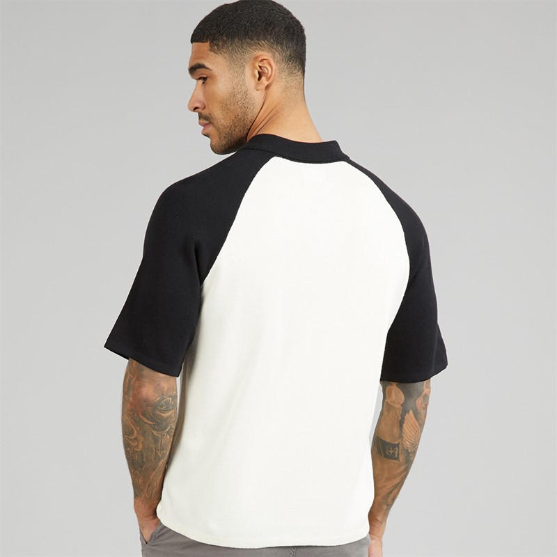 JACK & JONES Mens Summer Raglan Knit Polo Shirt Sea Salt