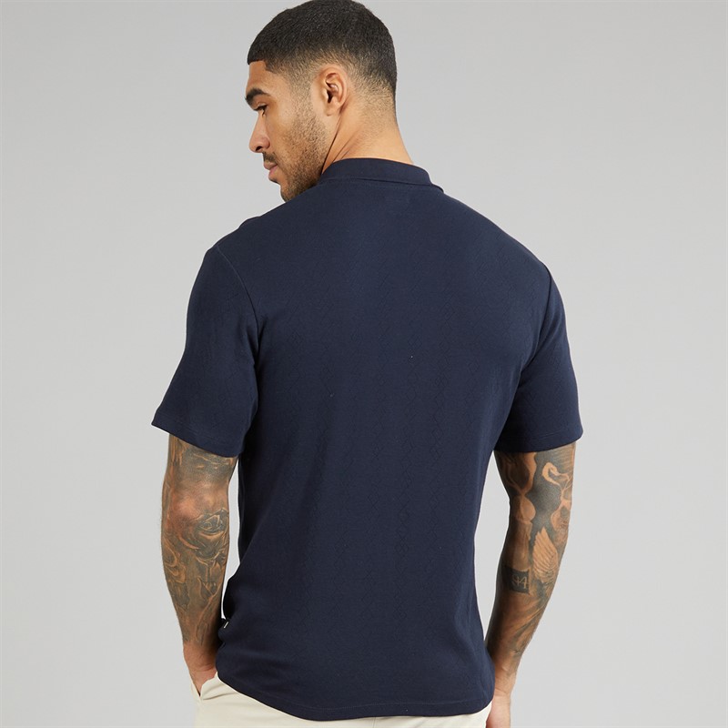 JACK & JONES Mens Blaroman Polo Shirt Night Sky