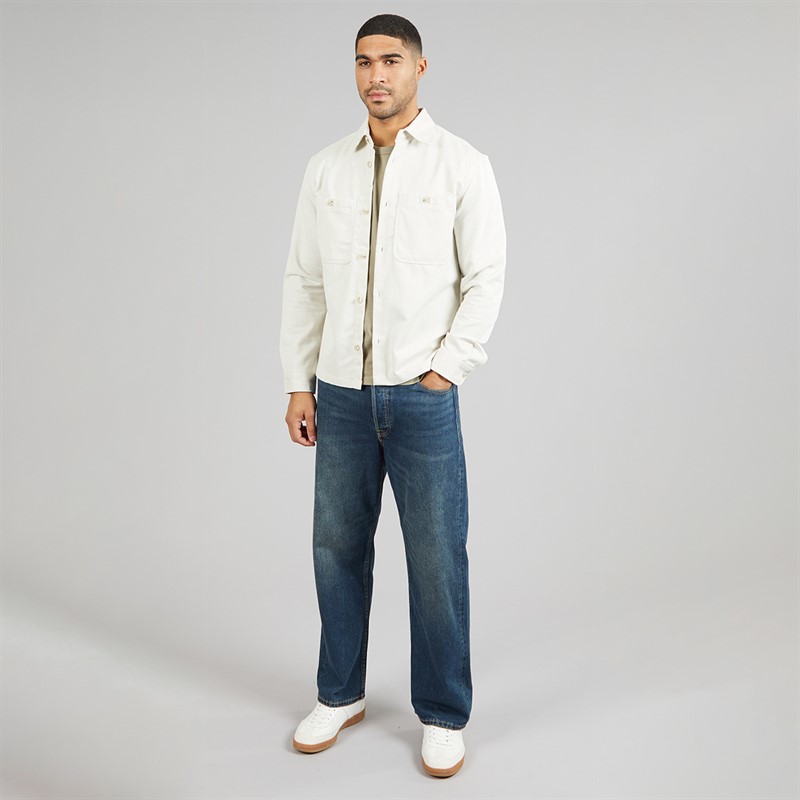 JACK & JONES Mens Blurayle Linen Blend Solid Long Sleeve Shirt Moonstruck