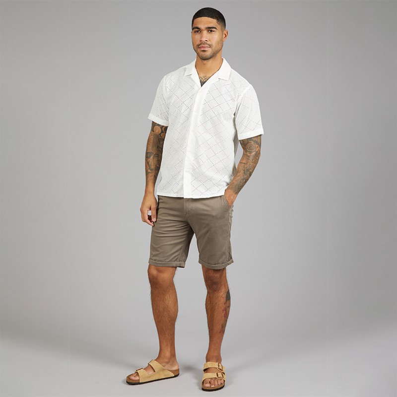 JACK & JONES Mens Summer Luke Anglaise Resort Short Sleeve Shirt Cloud Dancer
