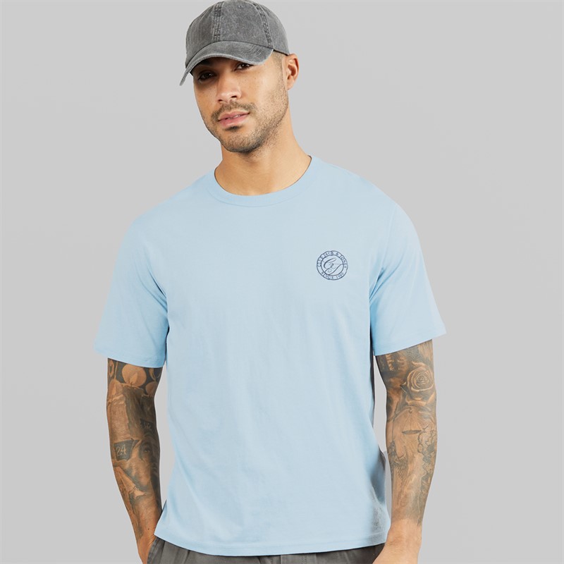 JACK & JONES Mens Alliance Crew Neck T-Shirt Celestial Blue