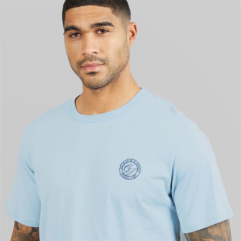 JACK & JONES Mens Alliance Crew Neck T-Shirt Celestial Blue