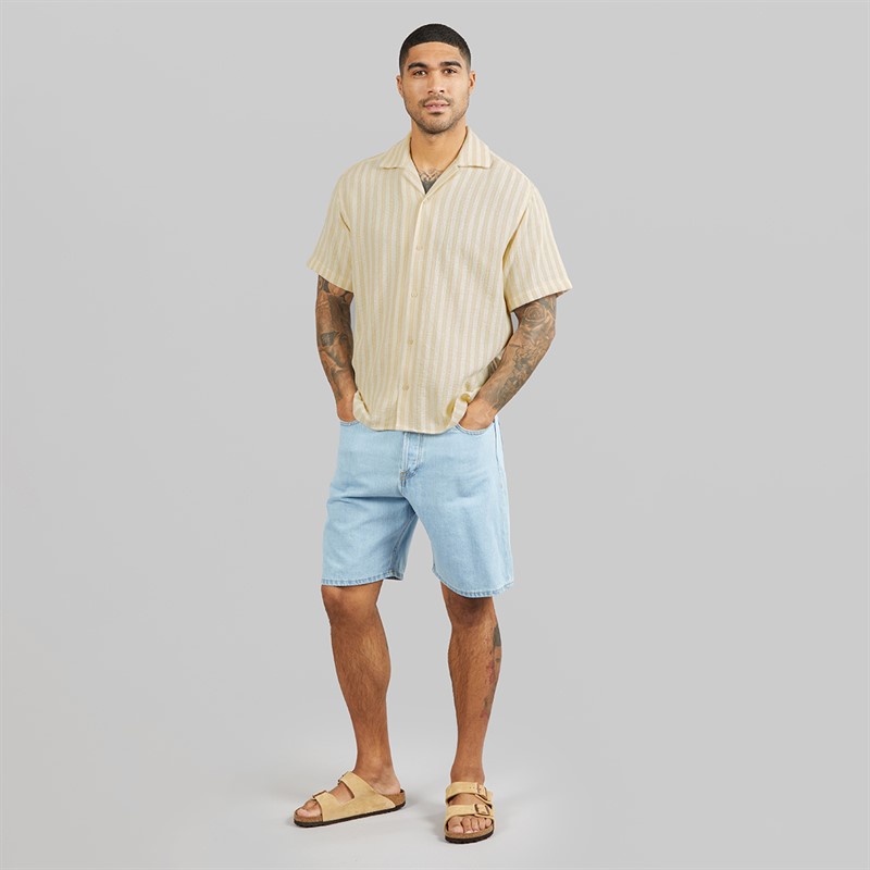 JACK & JONES Mens Coba Stripe Resort Short Sleeve Shirt Fields Of Rye